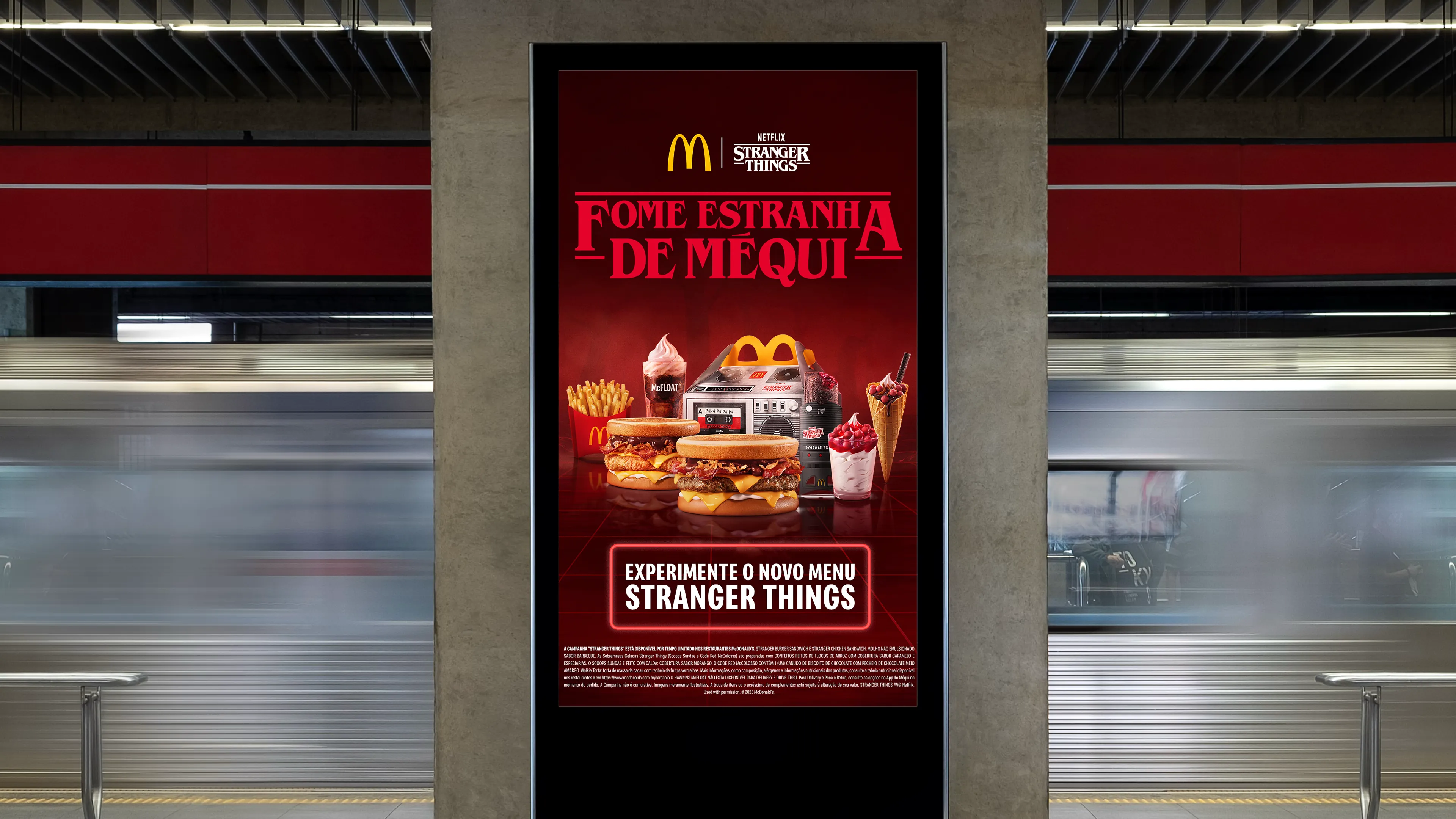 Painel de metrô da campanha Fome Estranha de Méqui